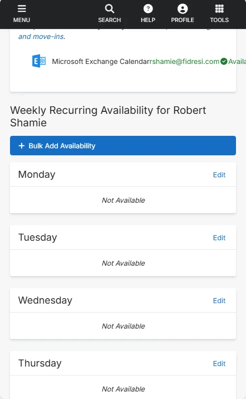 2 · Bulk Add Availability, or Edit one day