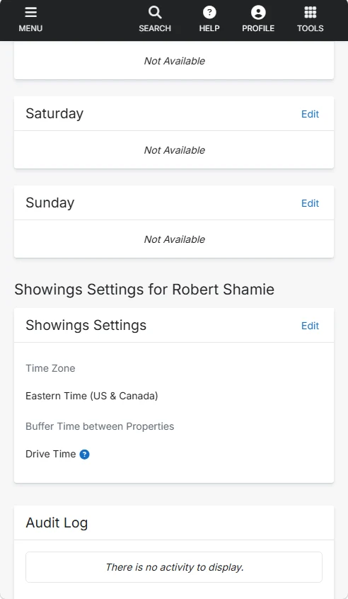 4 · Showings Settings: time zone, buffer and drive time