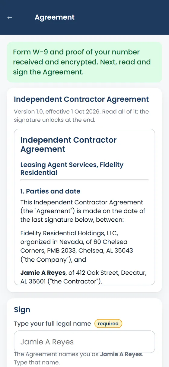 The Agreement, filled in