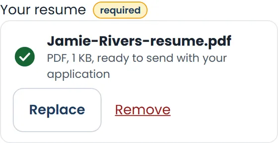 A resume attached to the application