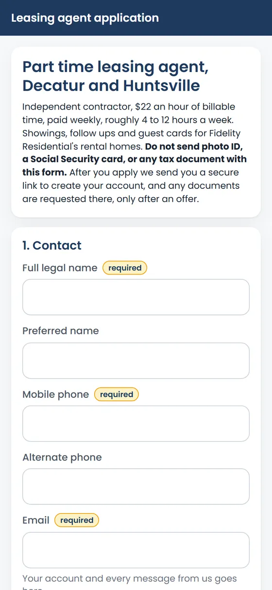 The application form